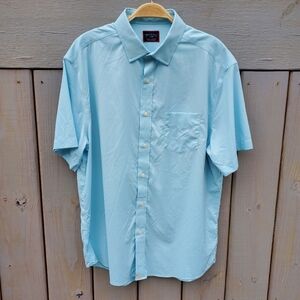 UNTUCKit Men's Ricci Casual Button Up Short Sleeve Shirt Blue LG Weekend Travel